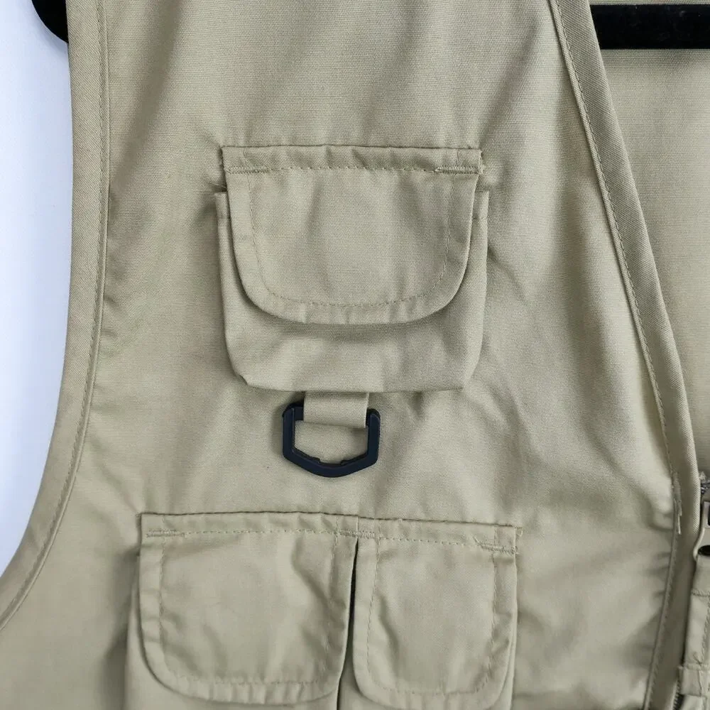 Fly Fishing Utility Vest Men's XL Khaki Multi Pocket Outdoor SJK NWOT